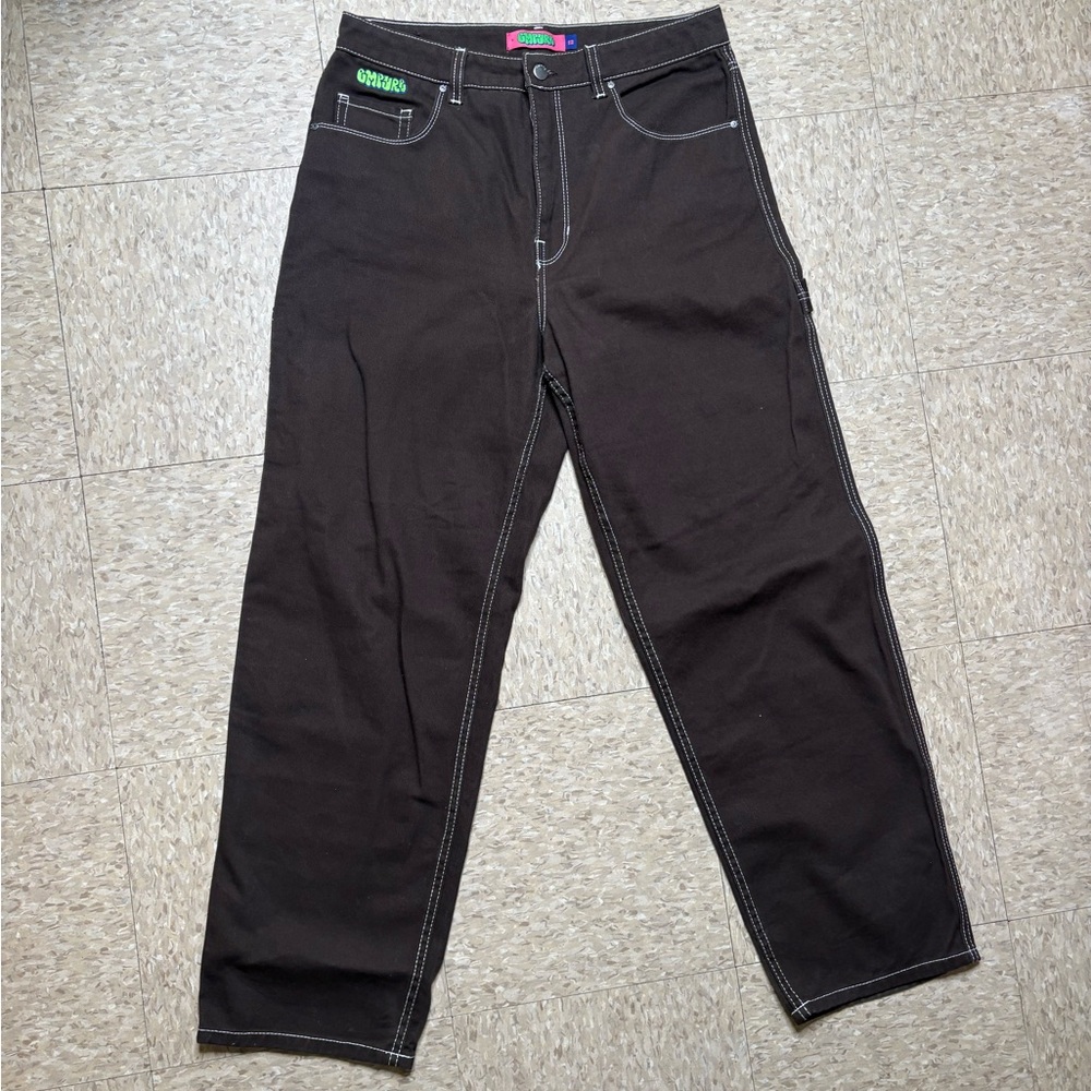 Empyre Women's Brown 100% Cotton Straight Leg High Rise Jeans Dark Wash